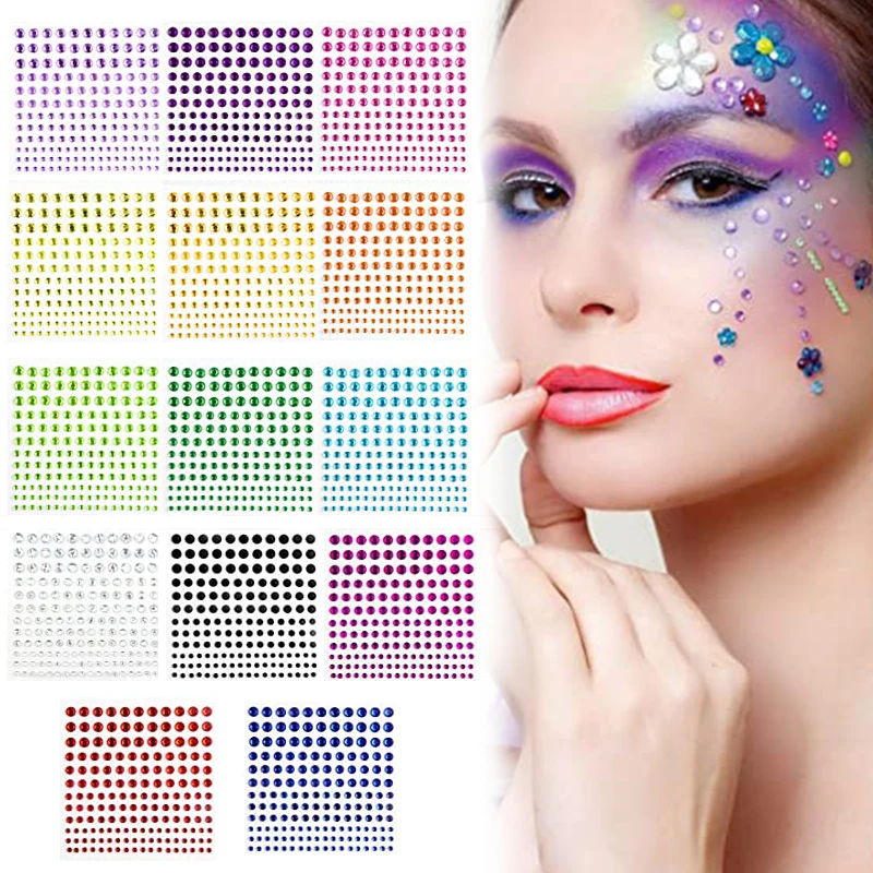 

1Sheet 165Pcs 3456mm Rhinestone Stickers Crystal Jewels Stickers Self Adhesive Face Body Gem Stickers DIY Decorative Crafts