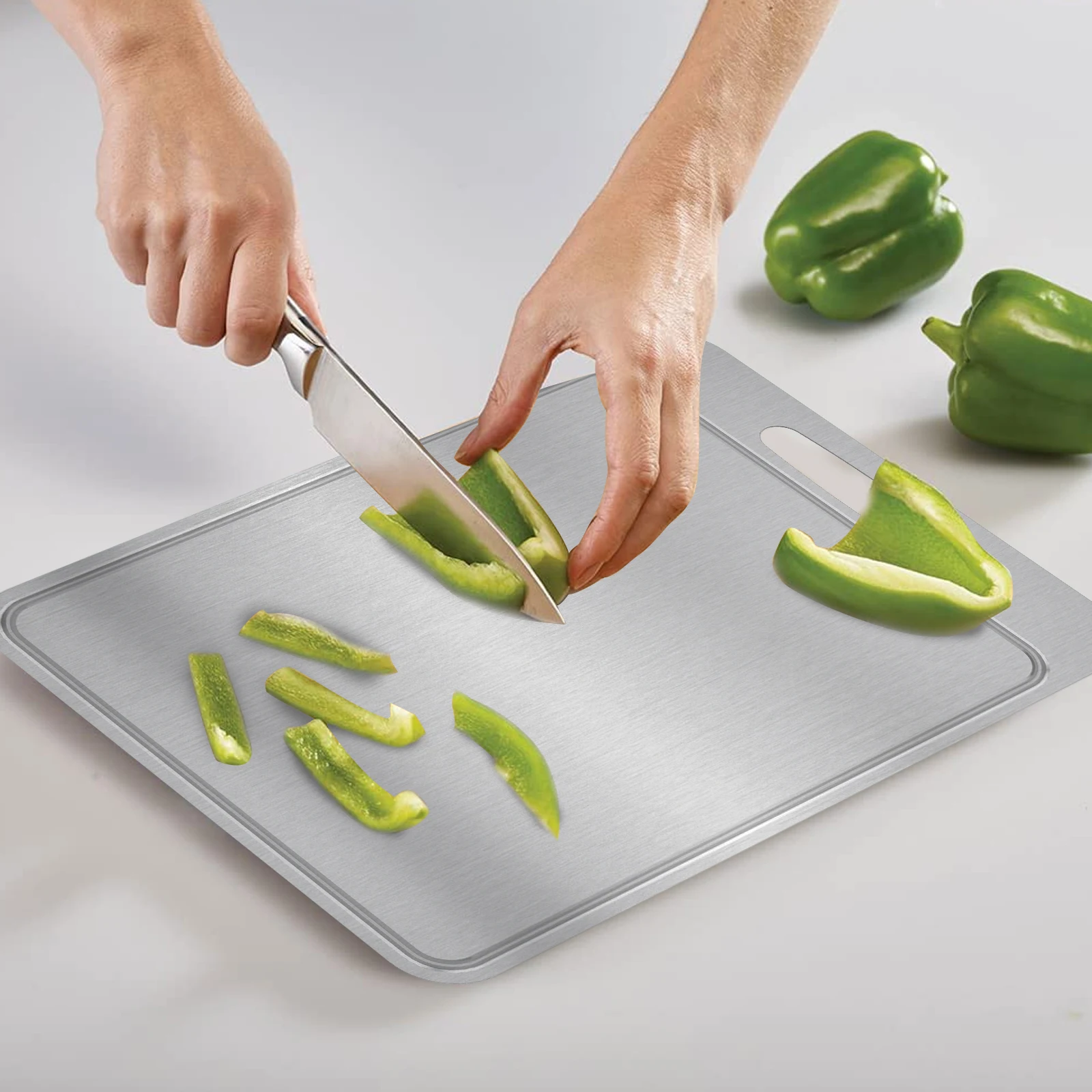 Stainless Steel Cutting Board Mildew-proof Antibacterial Double-sided Design Fruit Vegetable Cutting Board Kneading Dough Board