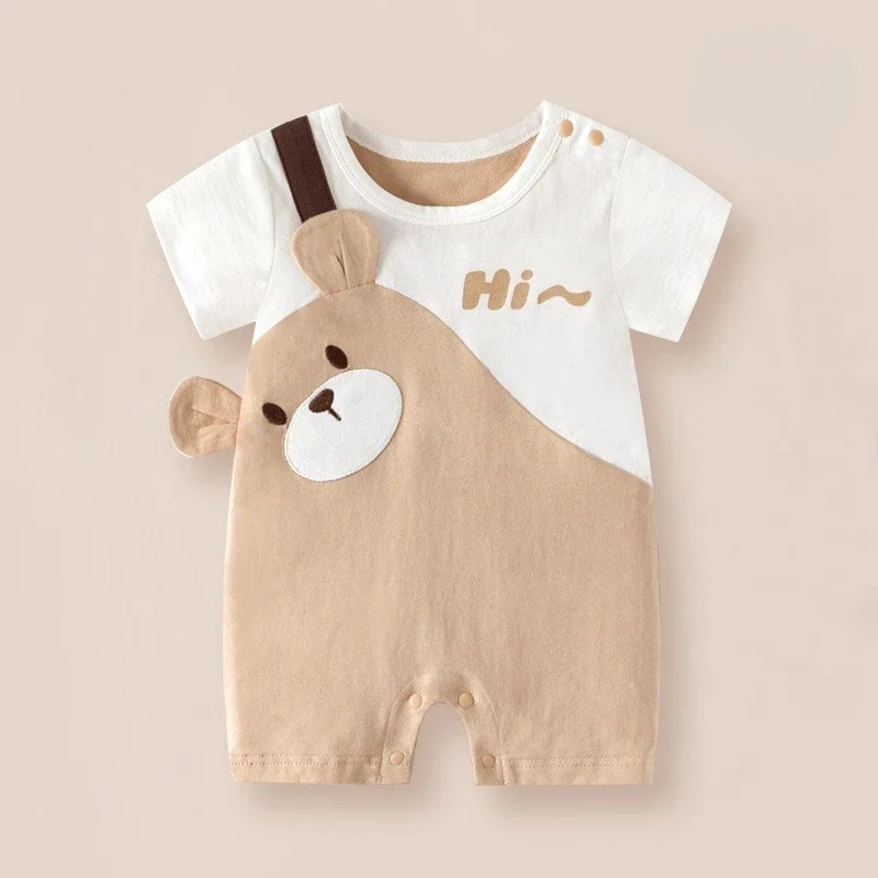 Somenie Neugeborenen Baby Sommer Onesie Baumwolle Jungen Jungen Mädchen Niedlichen Cartoon Kurzarm Body Neugeborenen Weiche Atmungsaktive Overall