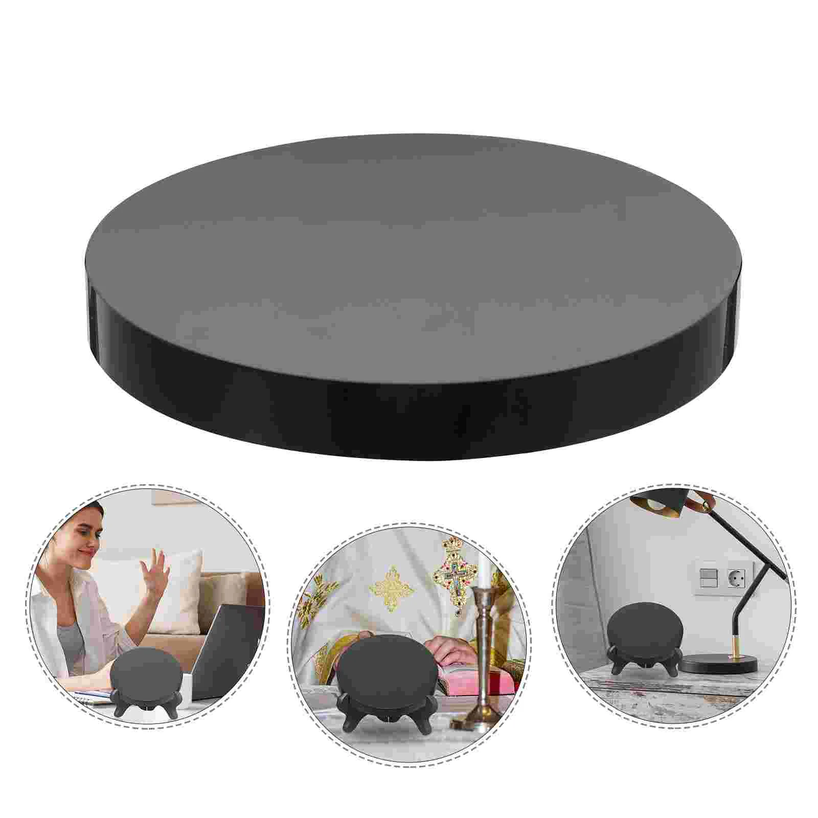 Black Circle Mirror Obsidian Round Coffee Table Decorations for Living Room Dining Shui