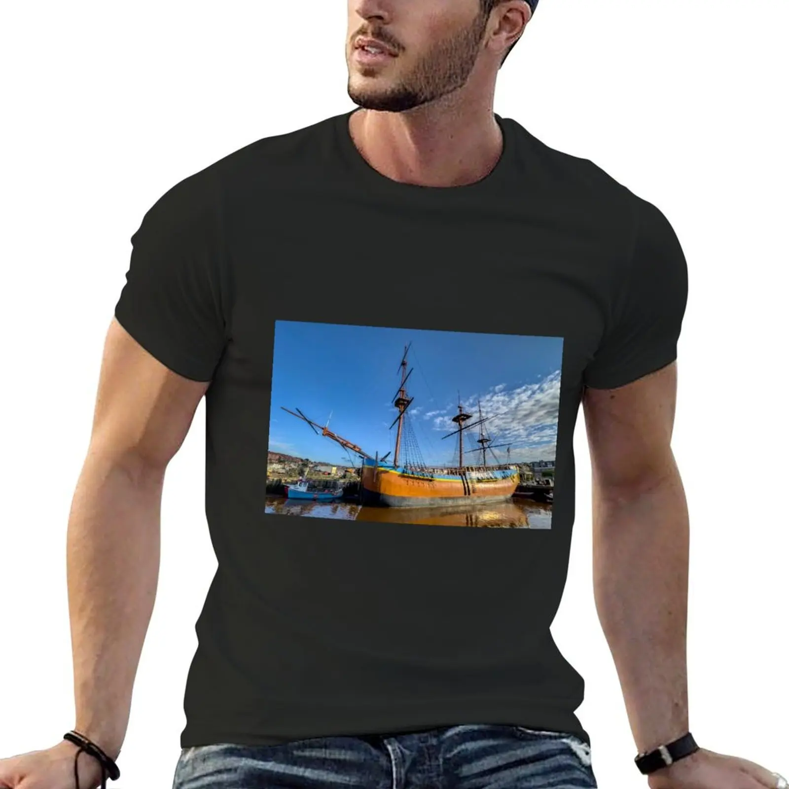 HM Bark Endeavour Whitby Harbour T-Shirt sweat anime stuff luxury clothes men