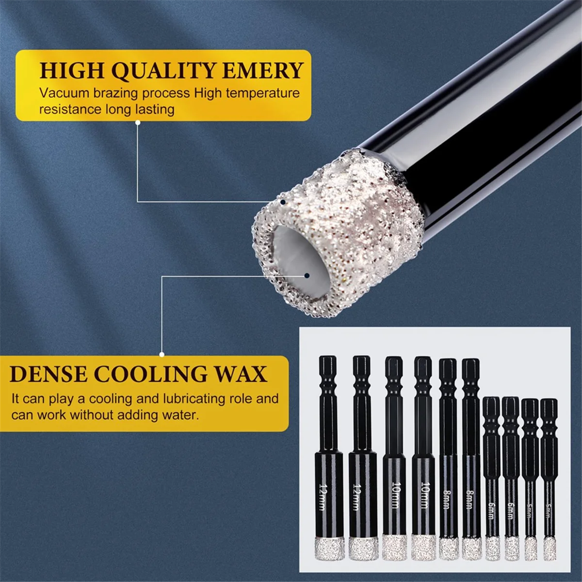11Pcs Diamond Drill Bits Set for Ceramic Marble Tile Stone Glass Porcelain Hard Materials for Core Fast Dry Drilling