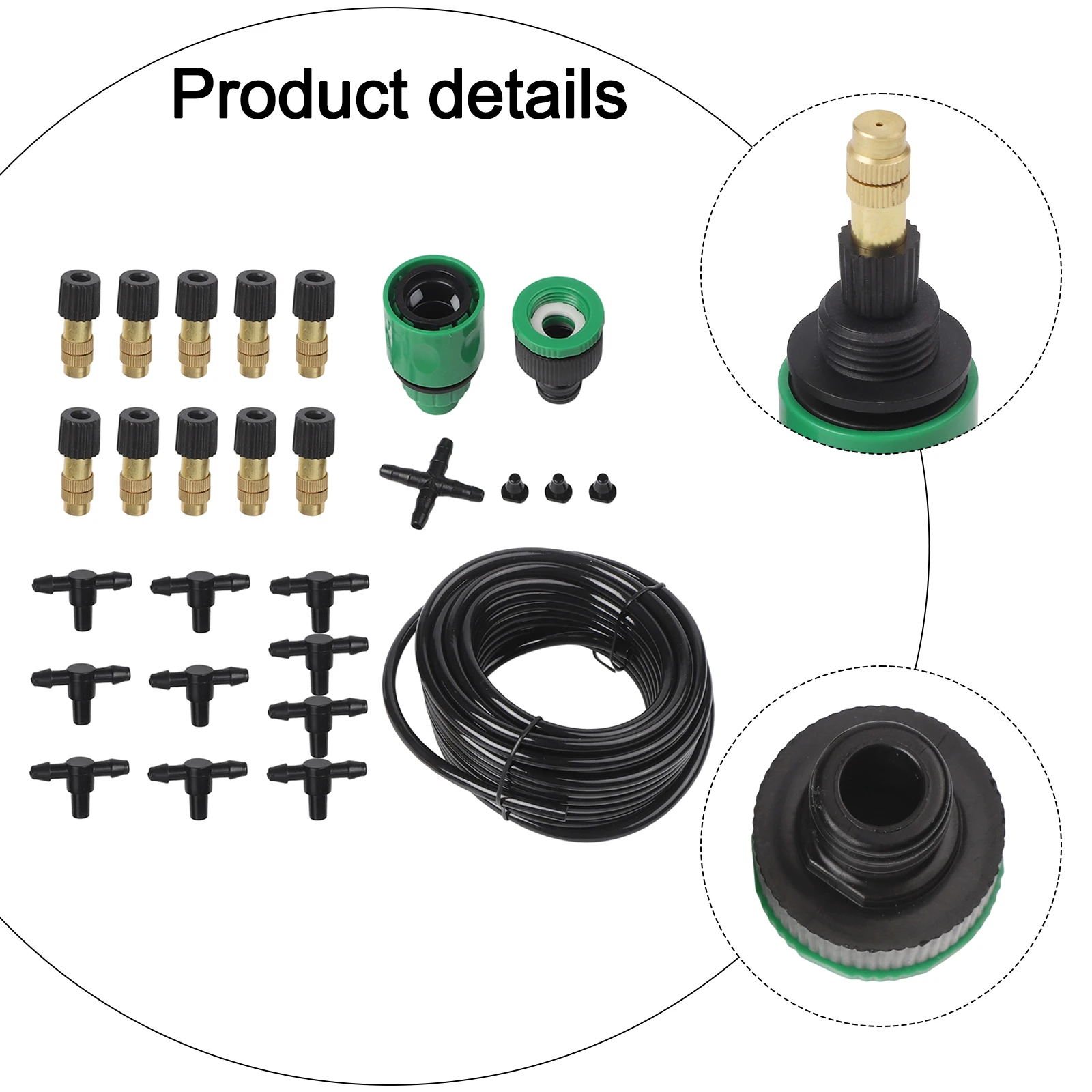 Brass Nozzle Drip Irrigation Kit Supporting Adjustable Spray Angles and Intensity for Multi-Zone Garden Water Management