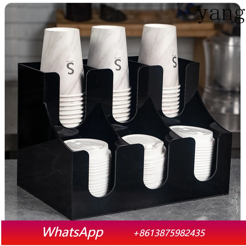 

LMM acrylic frame black double-layer paper cup holder milk tea cafe cup lid storage rack