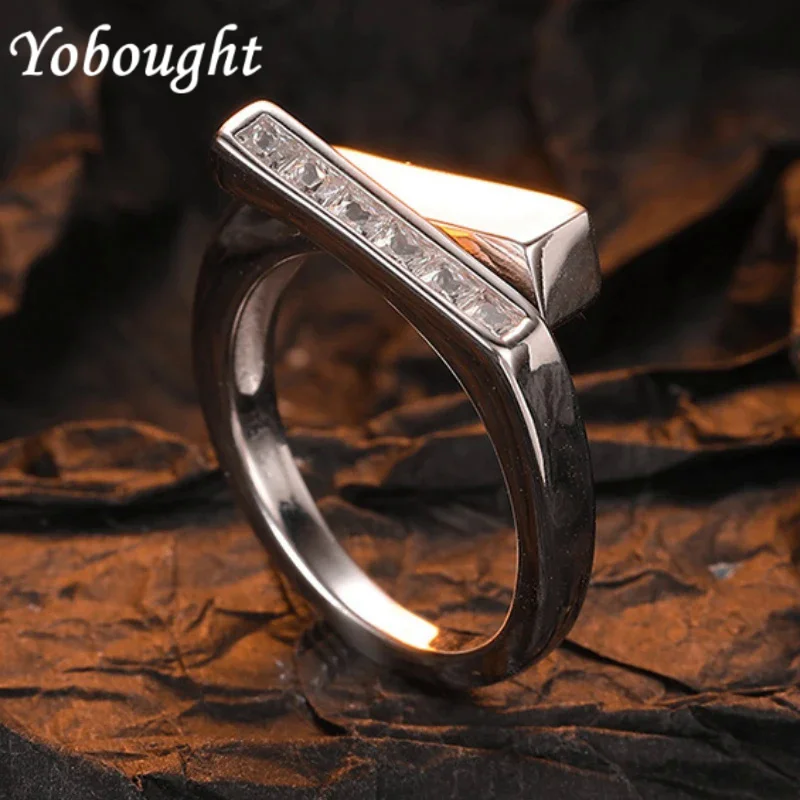 

Original Ins Niche Design With Cross Cut Edges And Zirconia Texture S925 Sterling Silver Ring