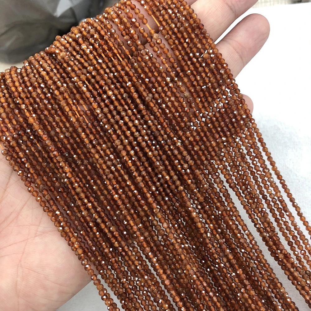 Natural Spessartine Garnet Faceted Round / Cube Beads 2mm,3mm,4mm,for Jewelry Making Bracelet Necklace Beads DIY Accessories