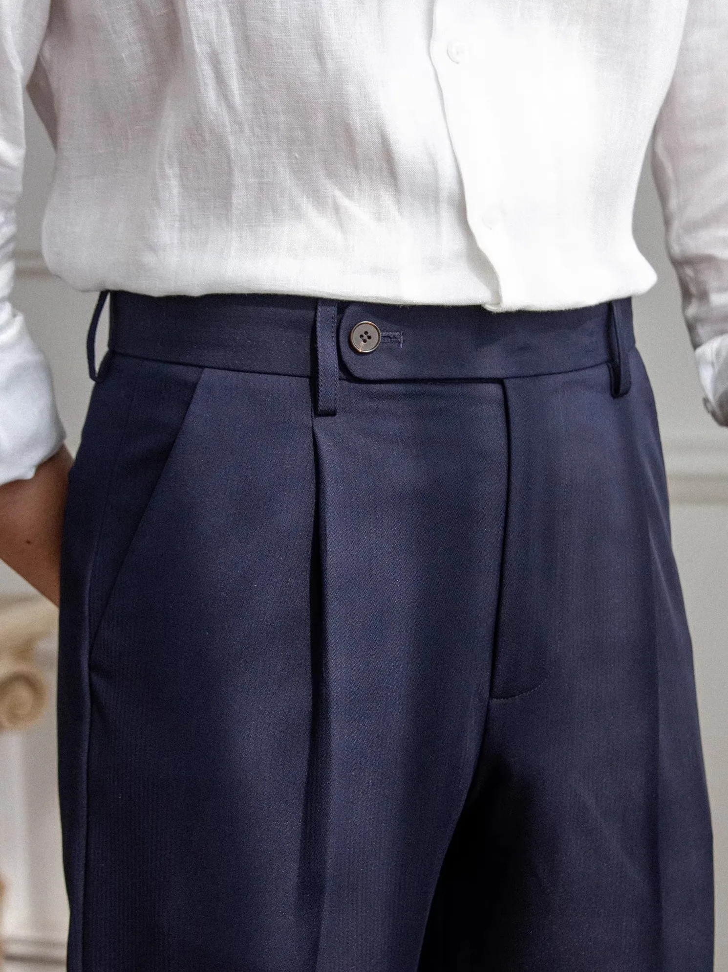 Busin Casual Men's Loose Fit Straight Leg Pants Dra Wrinkle Resistant Breathable High Waist Commuter Friendly Workwear