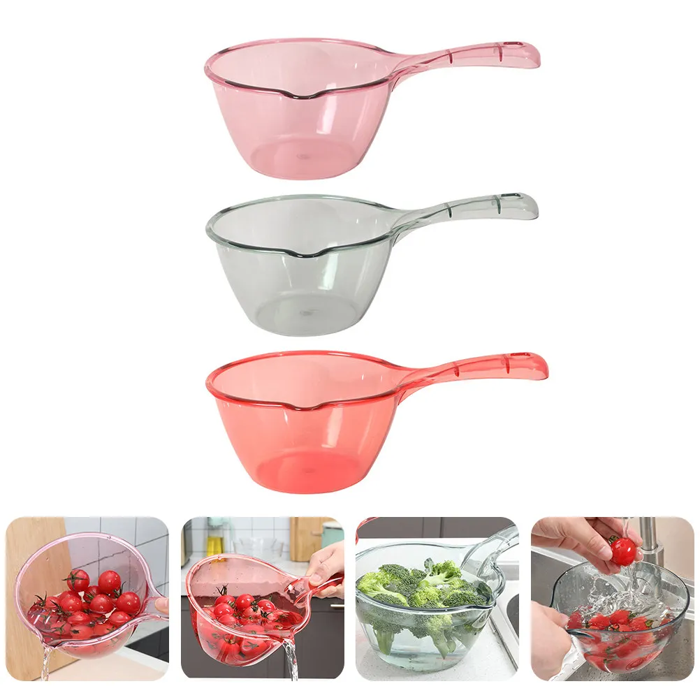 

Набор из 3 утолщенных черпаков для воды с длинной ручкой: универсальные для купания, мытья волос, полива цветов, а также для использования в качестве ковшика для ванны и черпака для воды.