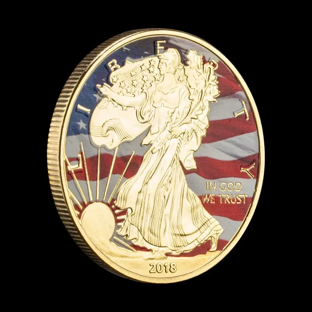 2018 United States Statue of Liberty Souvenir Coin Golden Plated Seal of The USA Bald Eagle Challenge Coin Great Gift