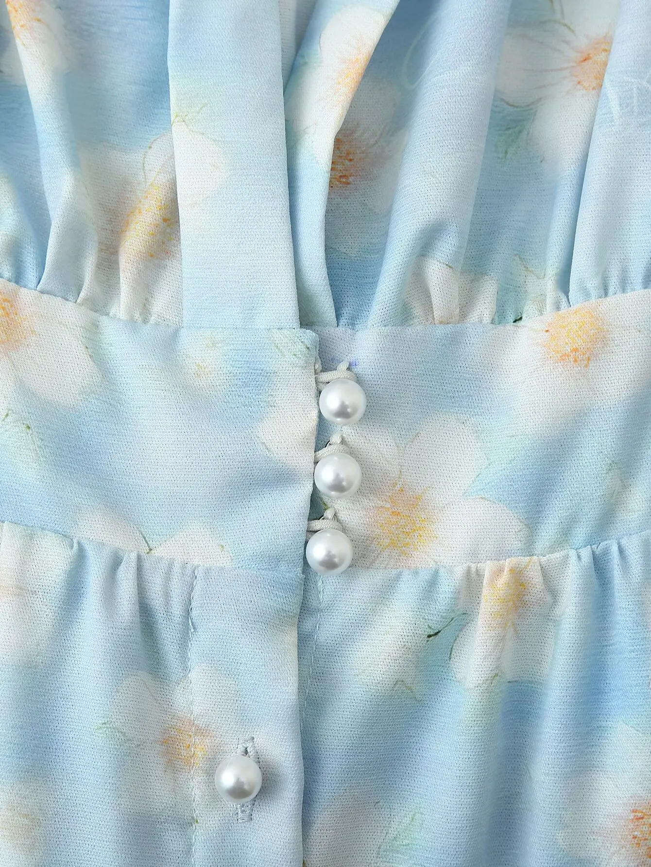 Robe florale à volants et perles pour femmes, tenue élégante pour invités de mariage, col en v, mode de fête, manches bouffantes, 2025