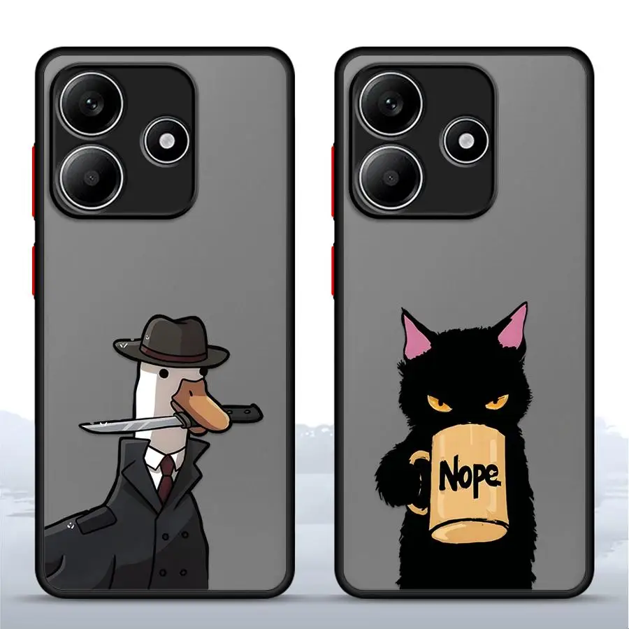 Terug Telefoon Cover Case voor Xiaomi Redmi 14C A1 A2 Plus 10 K40 Pro 9 A4 13C 12C cartoon Kat Eend