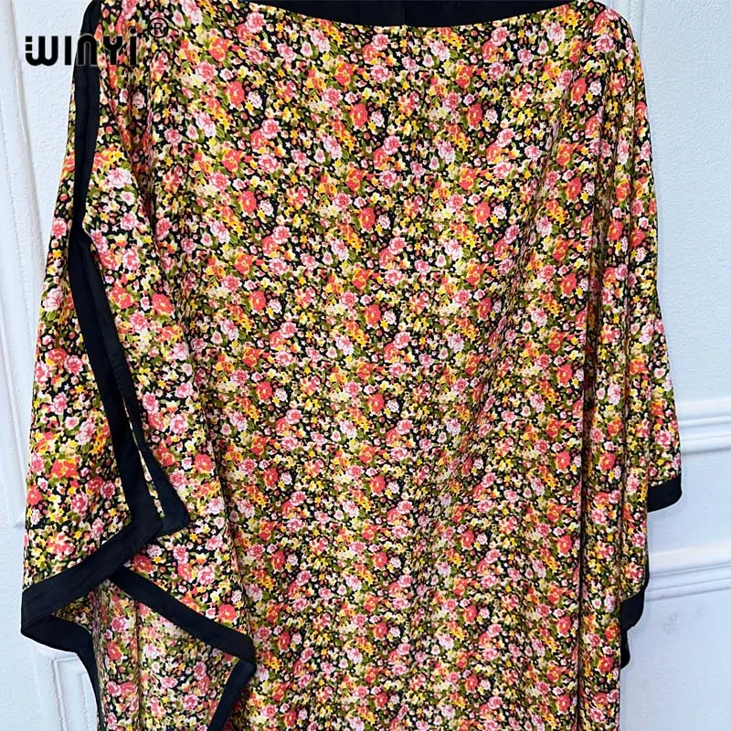 WINYI summer fashion dresses for women luxury flower print muslim woman dubai Free Size Design Maxi Loose African Elegant Dress