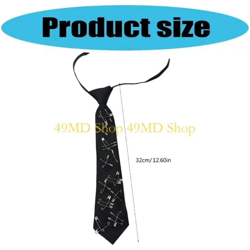 49MD Subkulturstil Krawatte Knotfree Krawatte mit Pin Decor