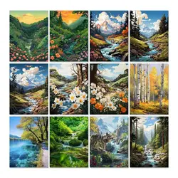 GATYZTORY Acrylic Painting By Numbers Kits Forest Landscape Gift Frame pictures by numbers 40 50 For Living Room Decoration