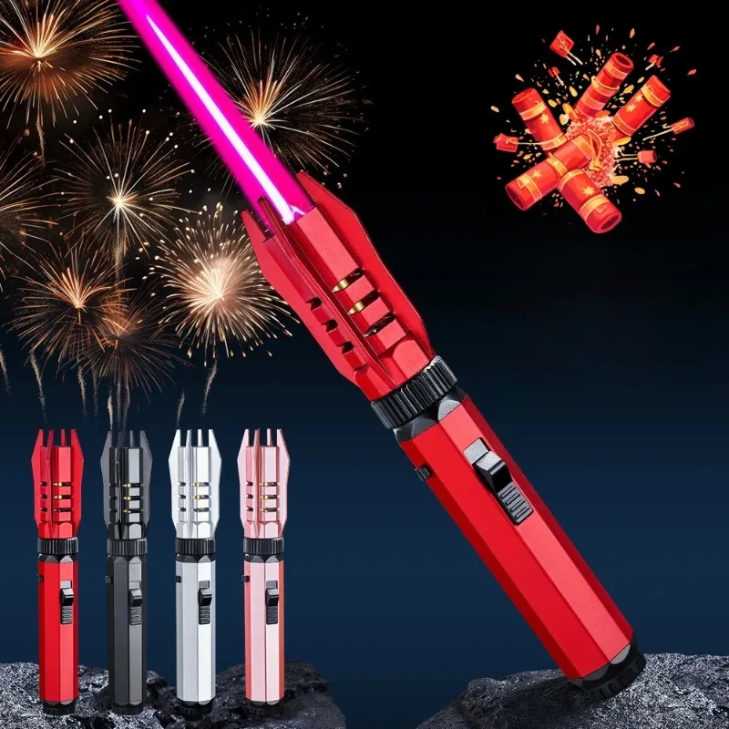 

Ветрозащитная газовая зажигалка для барбекю, металлическая зажигалка для сигар, перезаряжаемая бутановая зажигалка, портативный воспламенитель для приготовления пищи, подходит для кухни и кемпинга