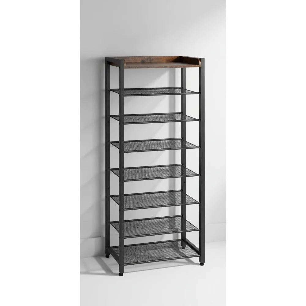 

8-Tier Shoe Rack, 20.5" Narrow Space-Saving Storage Organizer, Holds 14-16 Pairs for Entryway Hallway Living Room
