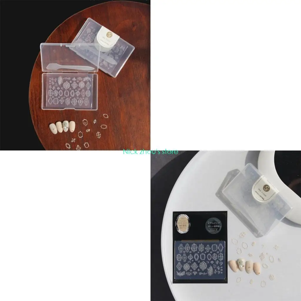 

E15E Нежные формы для резьбы по ногтям, украшения, силиконовая 3D-тисненая силиконовая форма