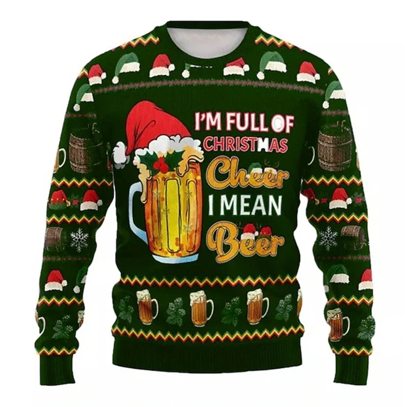 Die schönste Zeit für ein Bier – hässlicher Weihnachtspullover für Herren, bequemer, warmer Herbst- und Winterpullover, lustiger Weihnachtsparty-Pullover. – Detail 5