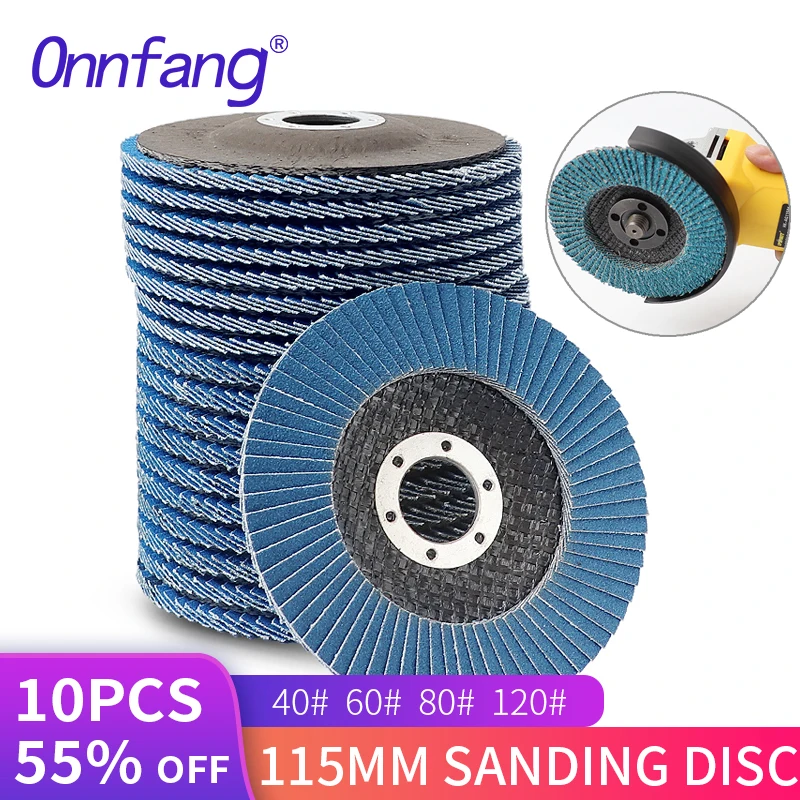 

4.5"/115mm Quality Sanding Flap Discs Zirconia Polished Disc 40/60/80/120 Grit for Metal Plastic Wood Removal Abrasive Tool