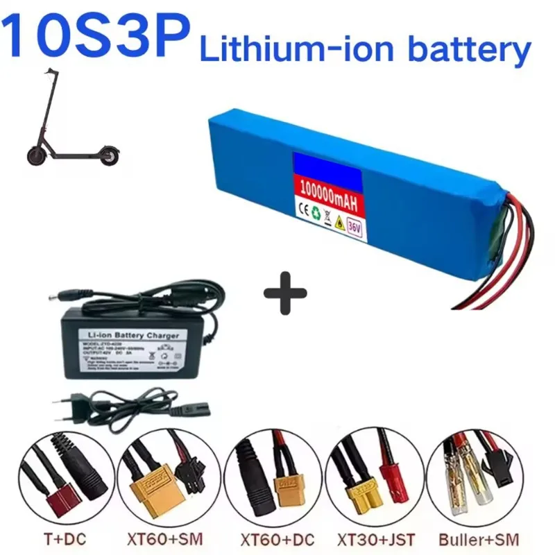10S3P 36V 100Ah Lithium Battery Pack for Bicycle Scooters 18650 Rechargeable Lithium Battery Pack