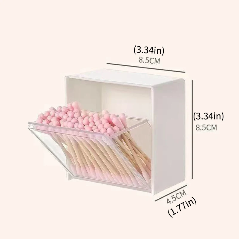 2/4pcs Wall Mounted Storage Boxes Adhesive Small Jewelry Holder Box Plastic Dustproof Bathroom Organizer for Cotton Swabs Makeup