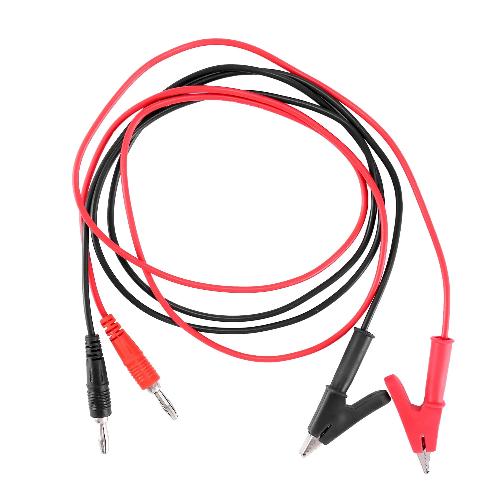 Clip de cocodrilo de 1M de largo a enchufe Banana, par de cables de prueba para multímetro