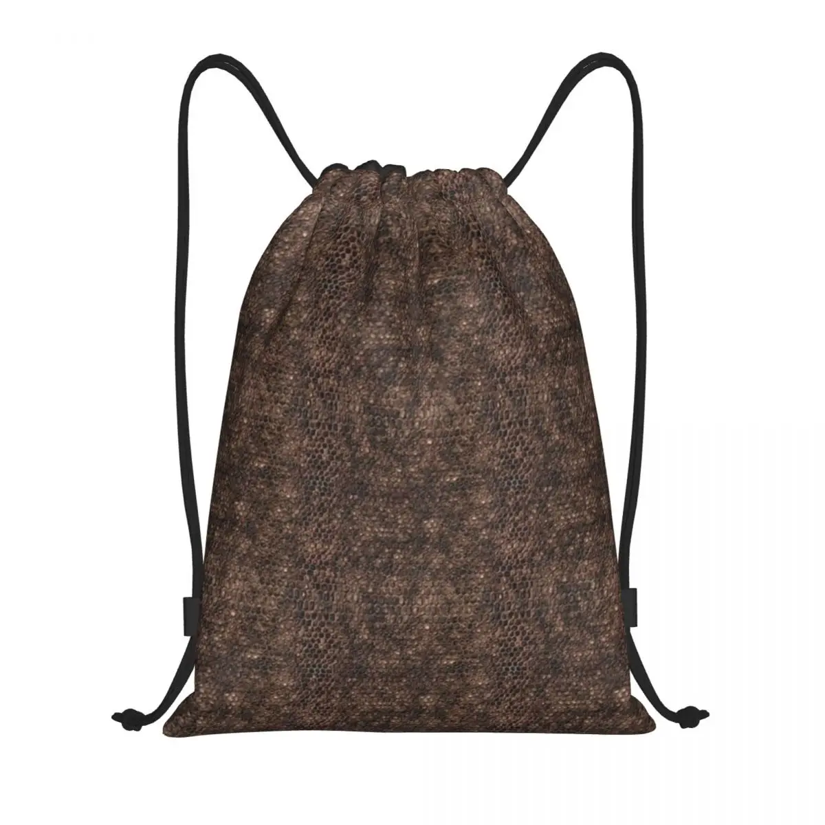Brown Snake Skin Pattern Design Backpacks Portable Drawstring Bags Sundries Bag Book Bags for Man Woman School