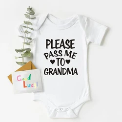 Bitte geben Sie mich an Oma niedlichen Baby Stram pler feines Geschenk beliebte neugeborene Jungen Kleidung Baumwolle Kurzarm Kleinkind Mädchen Overall