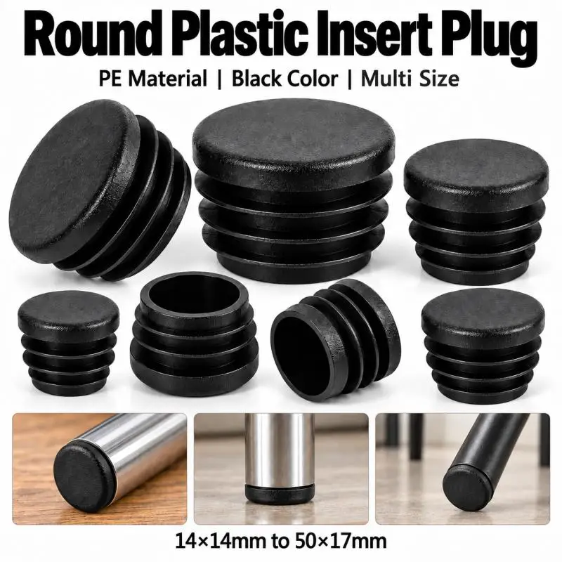 8/16/24pcs Round Plastic Black Blanking End Cap Tube Pipe Insert Plug Bung 14/16/19/22/25/30/35/40/45/50