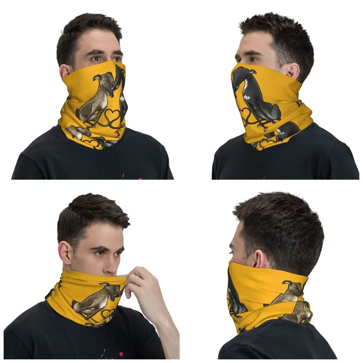 Greyhound Whippet Sighthound Dog Bandana Winter Neck Warmer Men Windproof Wrap Face Scarf for Ski Dog Lover Art Gaiter Headband