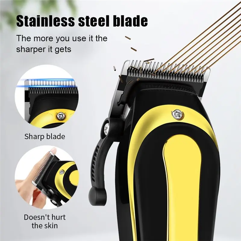 ماكينة قص الشعر الكهربائية اللاسلكية ABWM قابلة لإعادة الشحن للرجال، ماكينة قص الشعر المنزلية الاحترافية باللون الذهبي