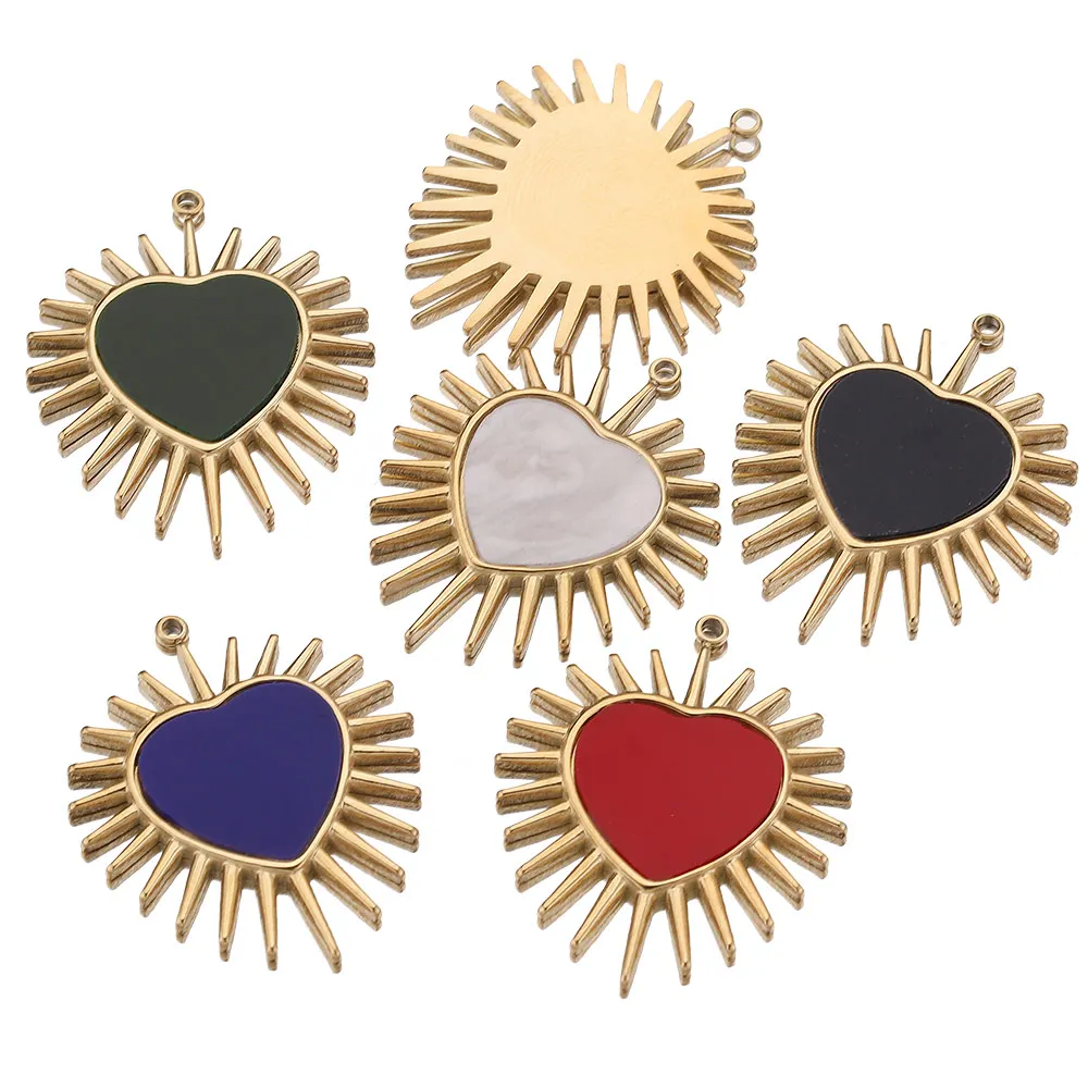 4pcs/Lot Stainless Steel Astral Heart Earring Charms Blue Enamel Gold Plated Pendants for DIY Necklace Jewelry Making Keychain