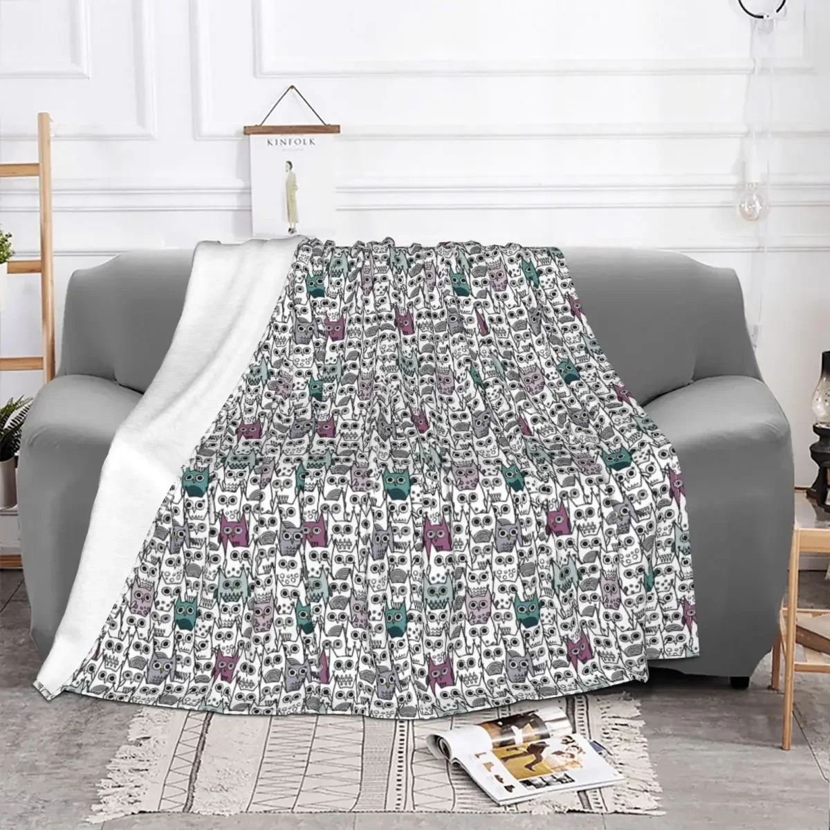 

Owl Animal Plaid Baby Blankets Velvet Decoration Cartoon Warm Portable Throw Blankets for Bed Travel Quilt