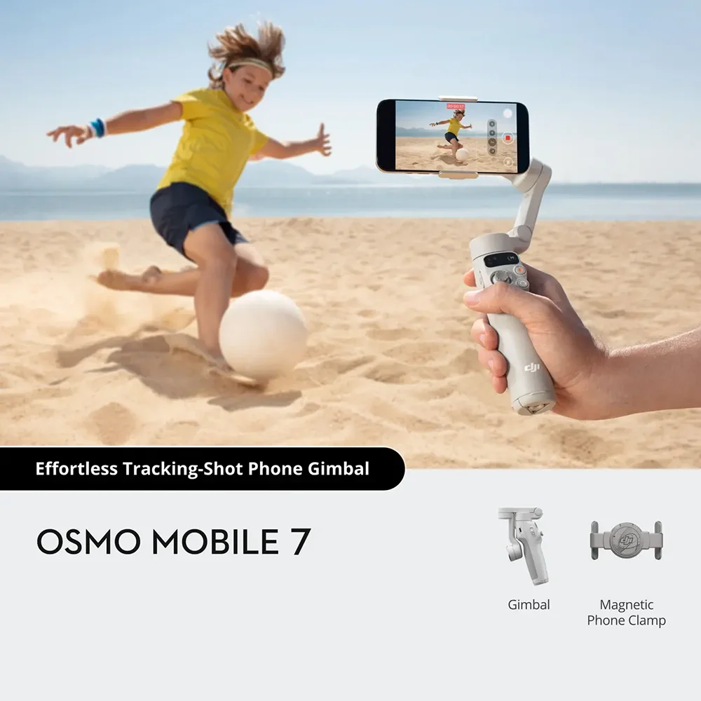 Estabilizador de Gimbal para Teléfono Inteligente DJI Osmo Mobile 7, Gimbal de 3 Ejes para Teléfono Móvil, Barra de Extensión y Trípode Integrados Originales, 10 Horas de Duración de la Batería, Carga del Teléfono 8