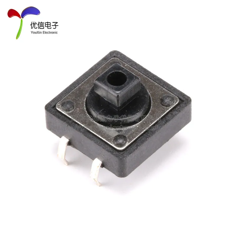 12 * 12 * 7.3MM black square head/micro/touch/button switch, stainless steel shrapnel (20pcs)