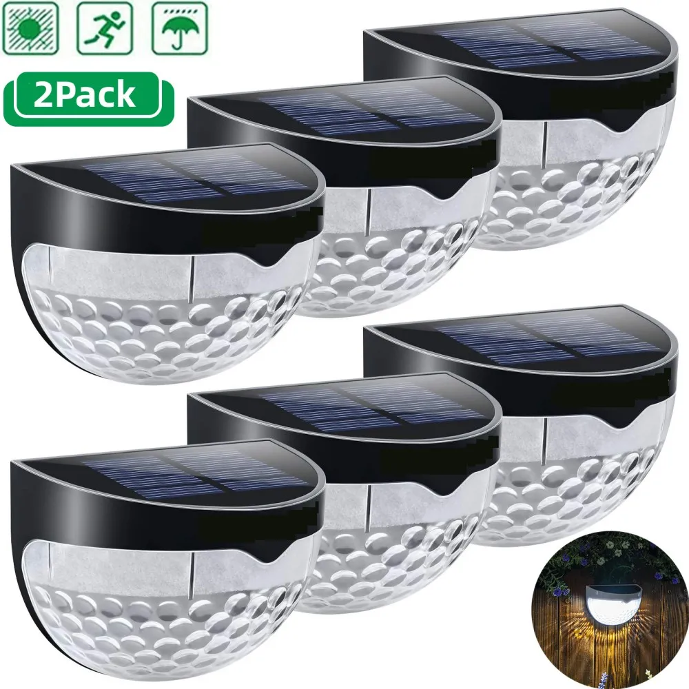 2pcs 6LED Solar Staircase Lights Waterproof Night Wall Lights Balcony Garden for Outdoor Courtyard Decoration Street Stair Fence image 3