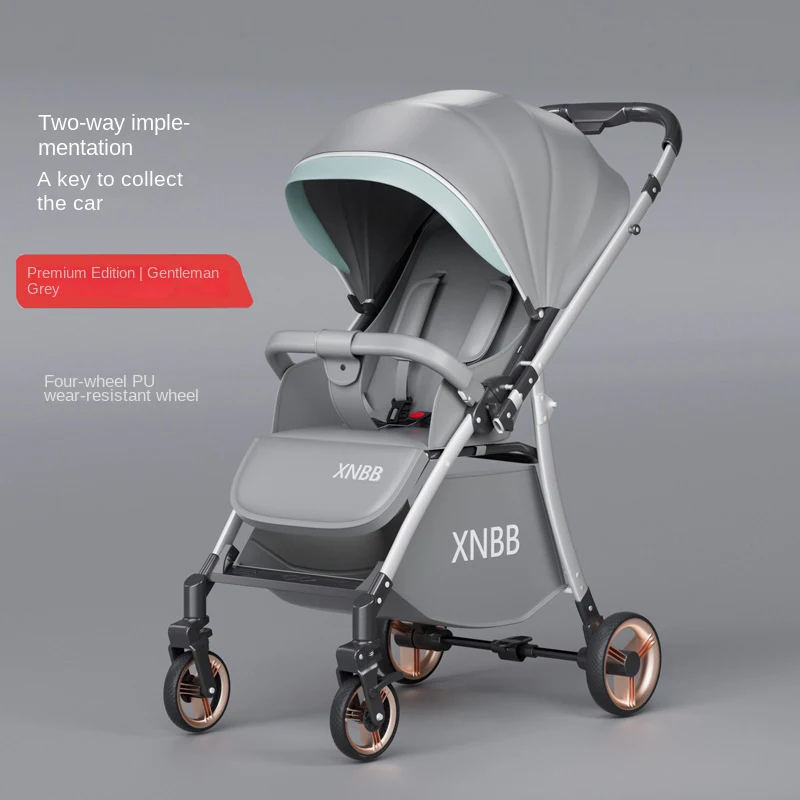 Foldable Stroller High Landscape Two-way Swivel Can Be Sitting and Lying Down Ultralight Shock Absorption Newborn Baby Stroller