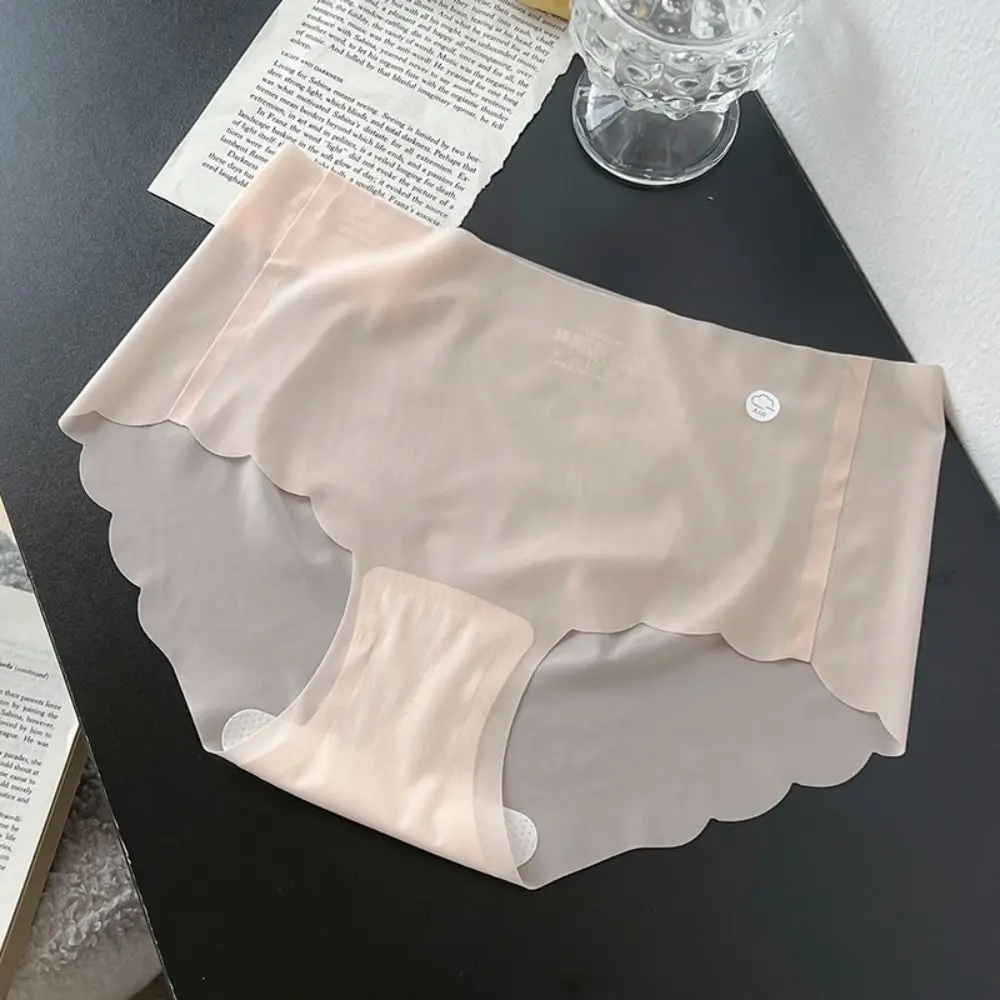 

6Pcs Fashion Simple Ice Silk Underpants Transparent Ultra-thin Seamless Briefs Panties Mid Waist Underwear for Women Lady
