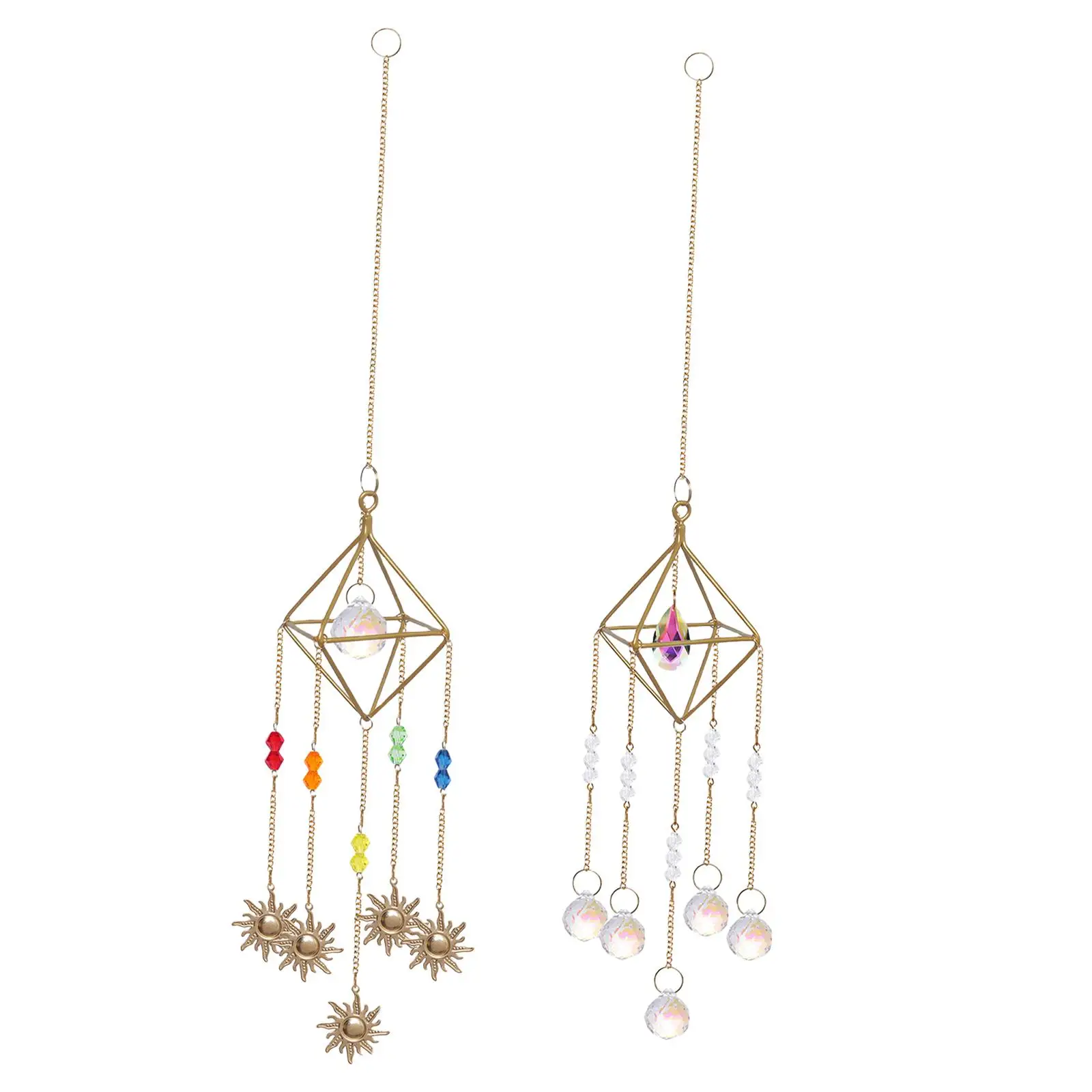 White Crystal Pendants Hanging Rainbow Maker Sun Catcher Glass Beads Charming Decor for Home Office Car Porch Christmas Tree