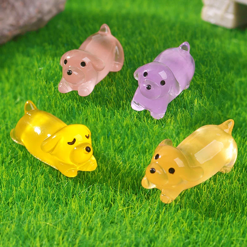 20PCS Mini Luminous Dachshund Glow At Night Miniature Dog Puppy Desktop Decoration Kawaii Dogs Home Decor Fairy Garden Accessory