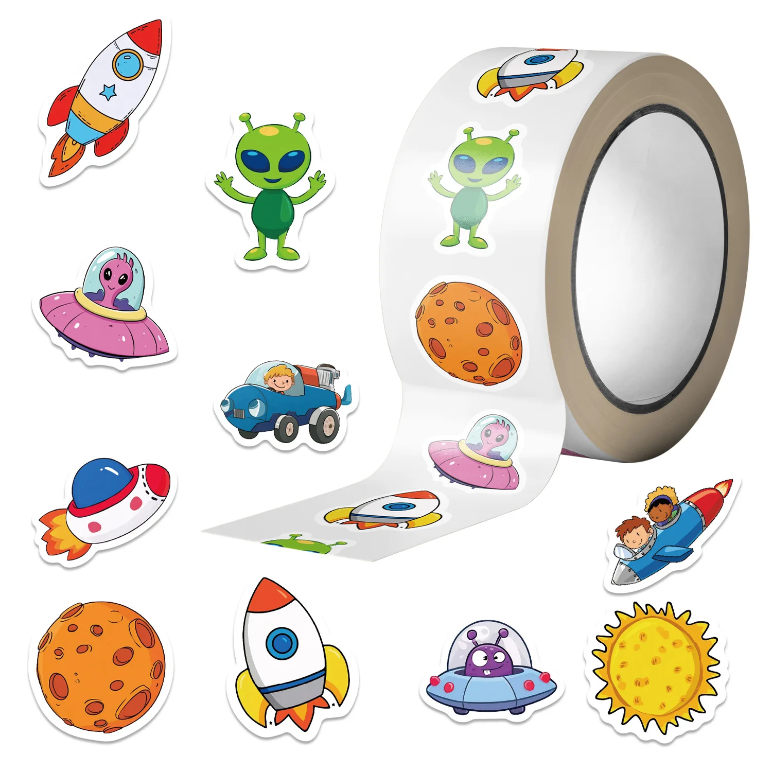 500Pcs/Roll Space Stickers Nostalgia Creative Retro Guitar Home Decoration Living Room Phone Skateboard Art Cartoon Stickers