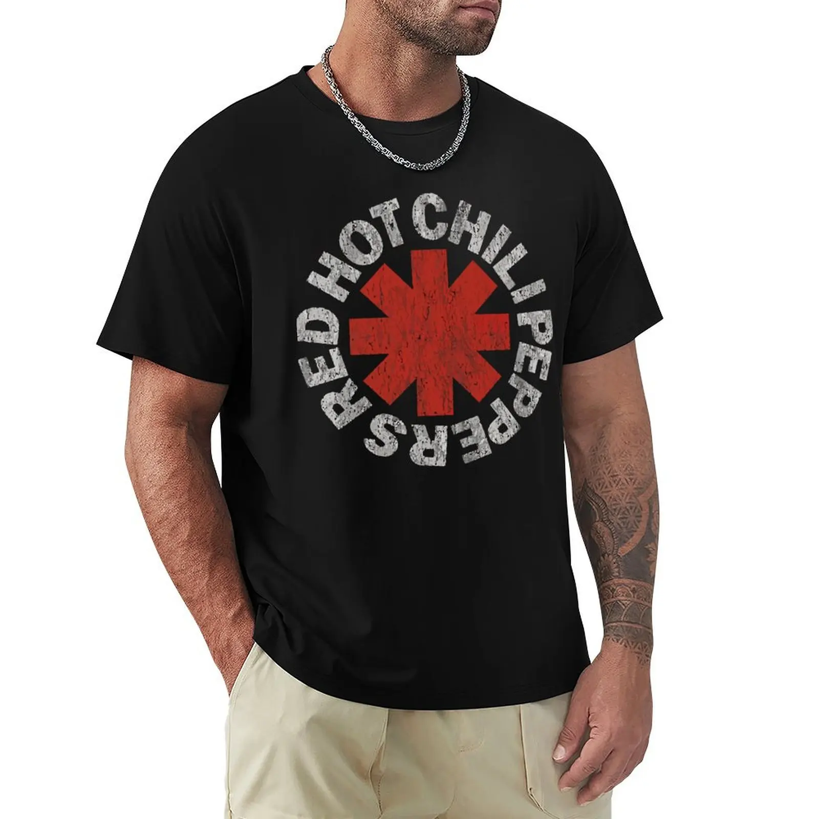 Red Hot Chill Peppers T-shirt cute tops Short sleeve tee oversized heavy weight t shirts for men