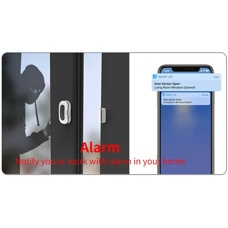 Tuya Zigbee Smart Door Magnet Door and Window Sensor Rechargeable Wireless Smart Door and Window Sensor for Alexa(Blue)