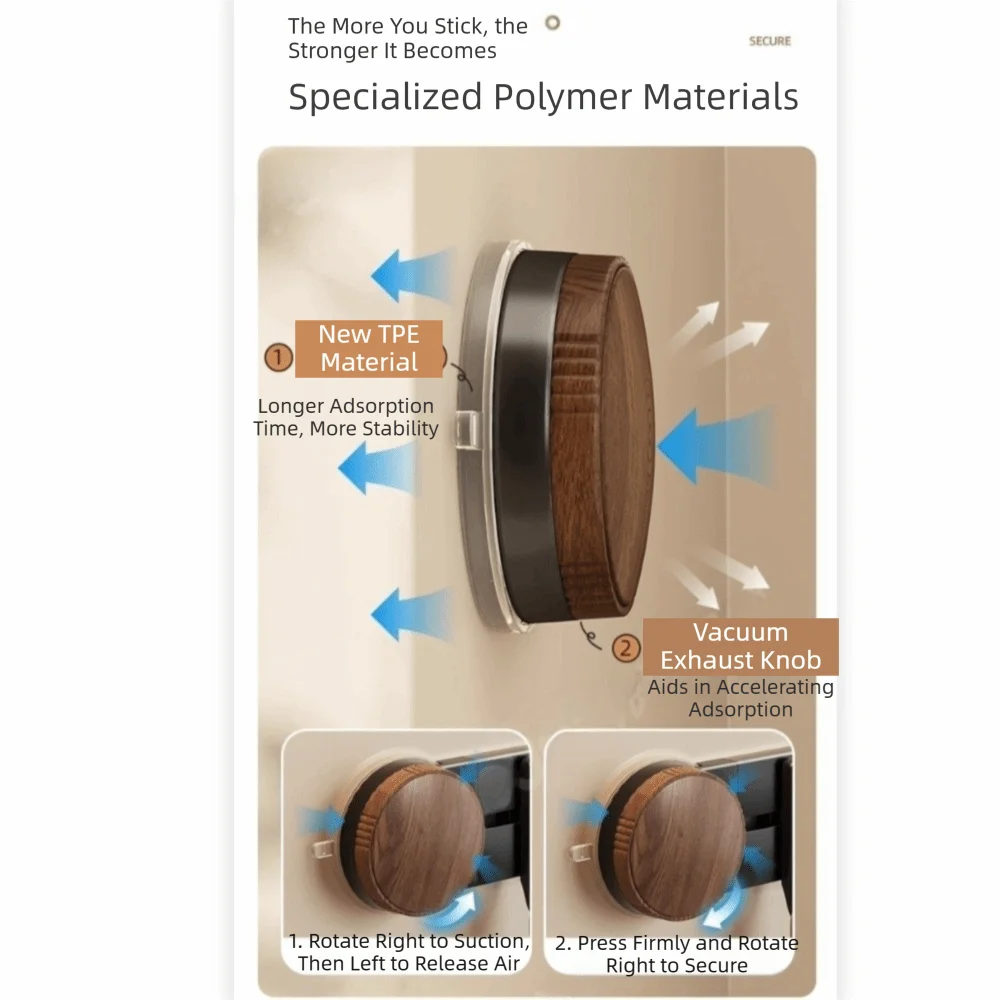 

4/6 Hooks Vacuum Suction Cup Hooks Wall-Mounted Traceless Hanging Clothes Hooks Space Saving Removable Kitchen Storage Hooks