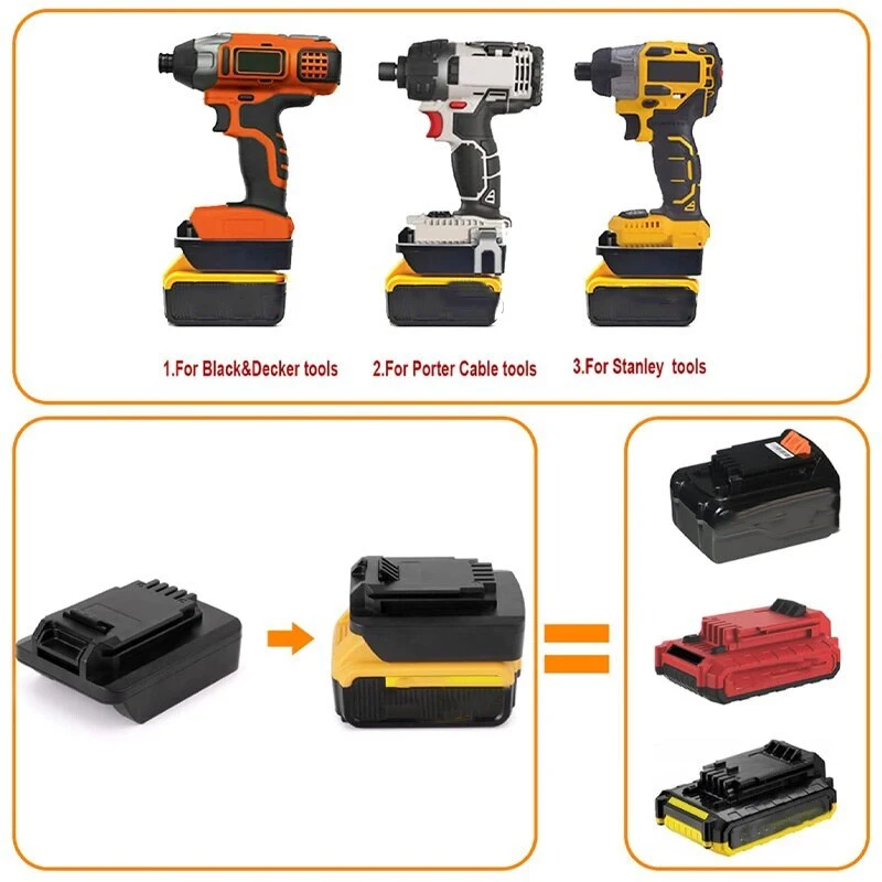 Adapter Converter For Dewalt 18v 20v Lithium Battery Converted To For Black&Decker/Porter-Cable/Stanley Battery Power Tool