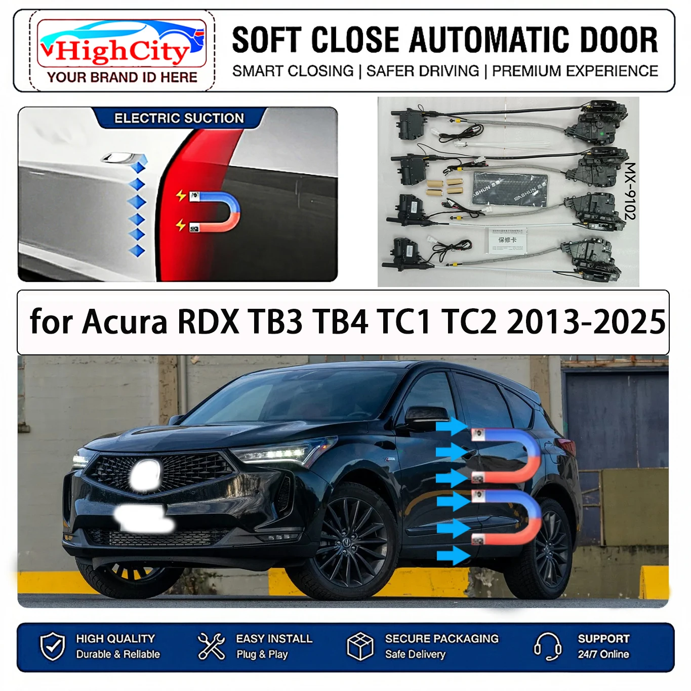for Acura RDX TB3 TB4 TC1 TC2 2013-2025 Electric Suction Soft Close Door Kit Smart Anti Pinch Auto Cinch Latch System No Slam