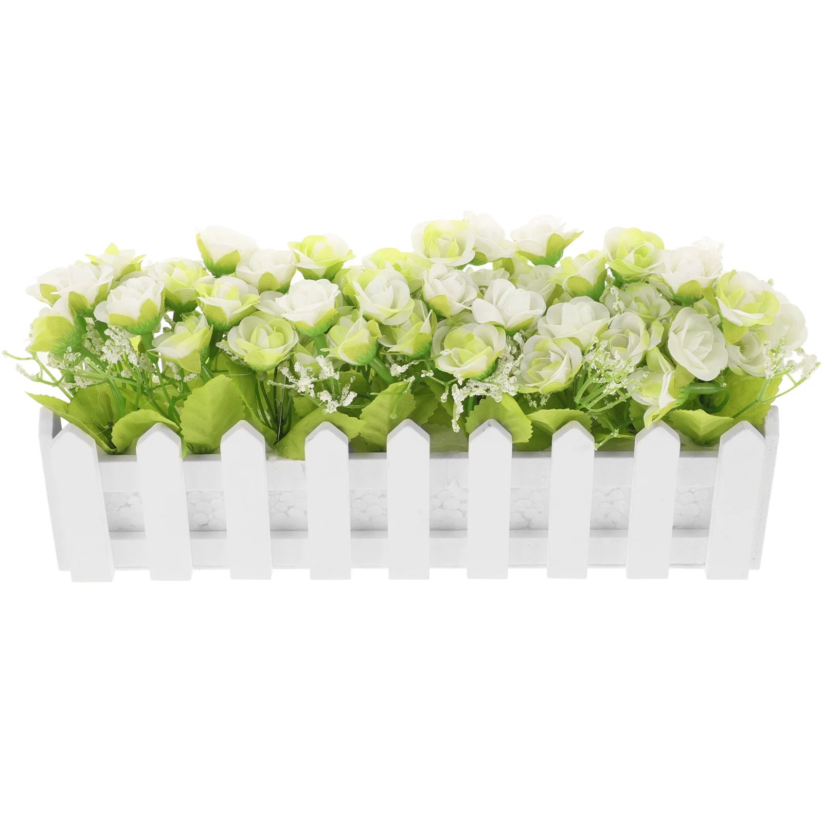 

Artificial Flower Potted Plant Fake Rose with Fence Wedding Party Table Centerpiece Home Living Room Decor Simulation Flower