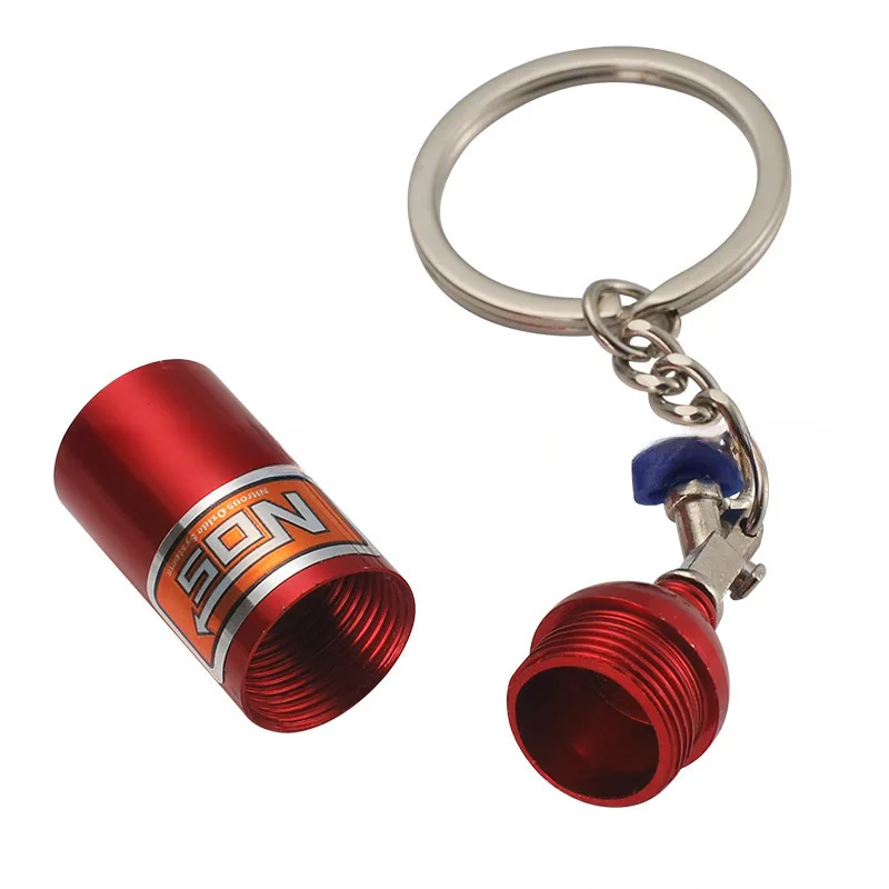 Creative Mini Nos Nitrogen Bottle Keychain 7Colors Pill Box Storage Key Ring for Women Men Car Handbag Phone Case Pendent Gifts