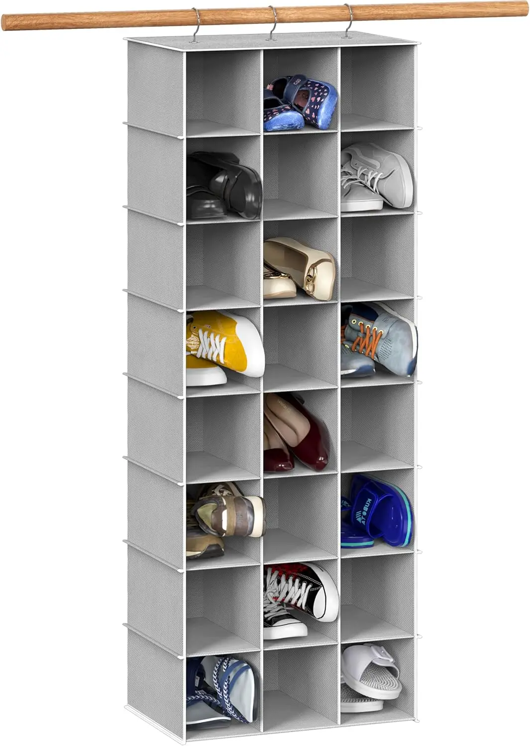 

Органайзер для обуви на 24 секции, подвесной, для шкафа, серый - компактное решение для хранения