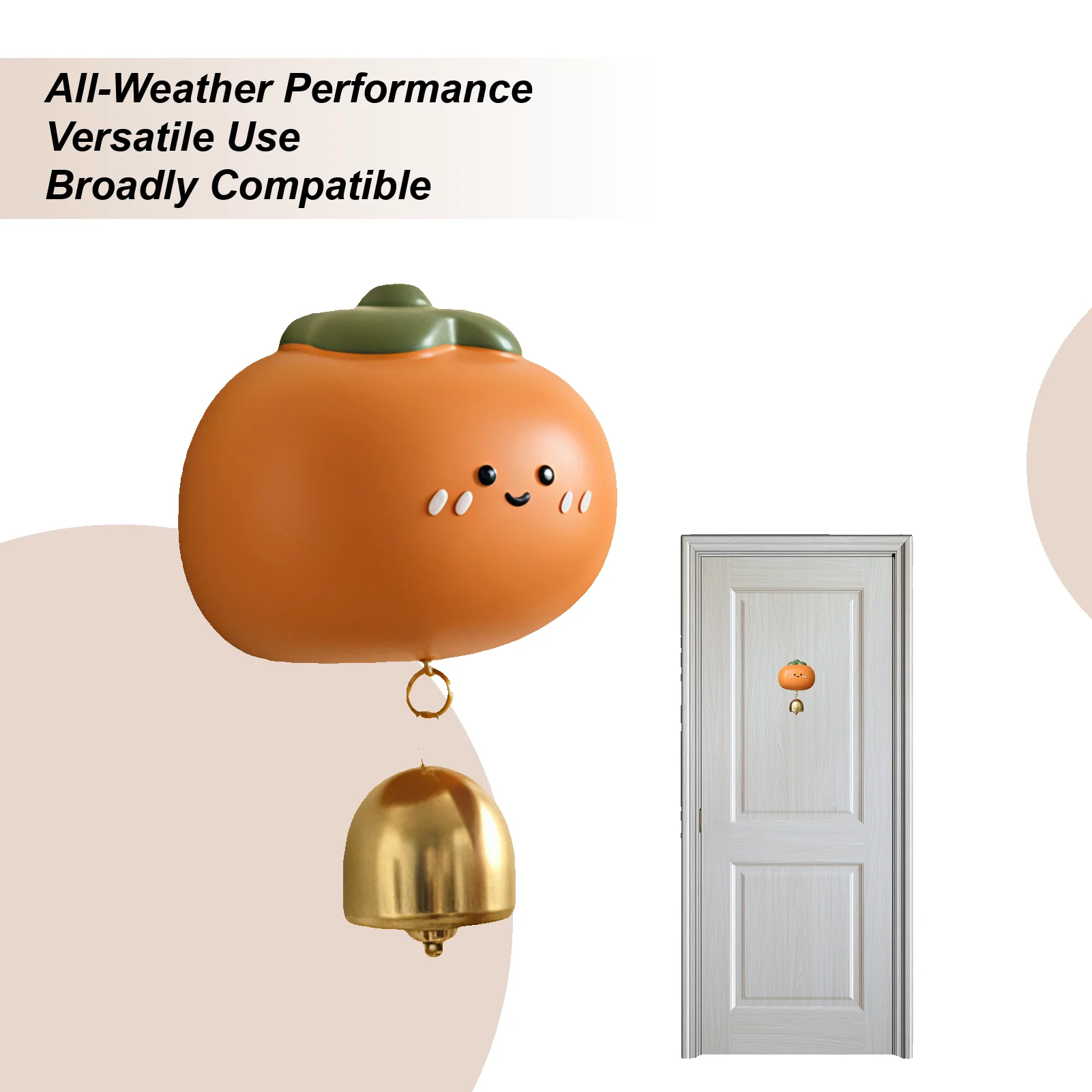 Resin Persimmon entrance Doorbell Ornament Door Opening Bell Wind Chime Fridge Magnets Brass Shop Door Bell for Home Front Door